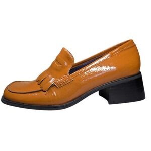 American Eagle Y2K Tan Chunky Platform Heel Tassel Slip On Loafer Women 6.5 Shoe